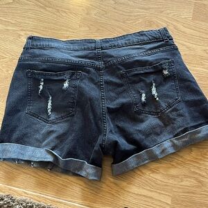 Black, jean shorts, some distressing, size XL